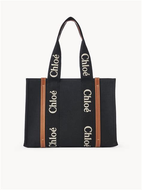 chloe woody linen tote|chloe woody tote bag medium.